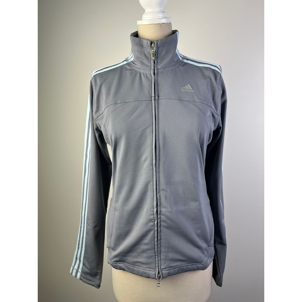 Adidas Classic Gray Track Jacket 3-Stripes Athletic Full‎ Zip Training Jacket M
